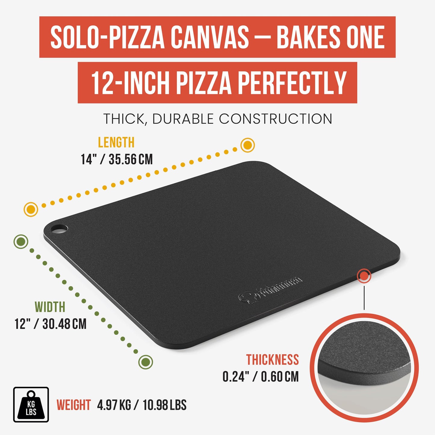 Chef Pomodoro Pizza Steel for Oven 14 Inch 1/4 Inch Thick, Baking Steel for Oven, Grill, Sourdough Bread, Baking Stone for Oven with Lifting Holes 14" X 12" (35.6 x 30.5 cm)