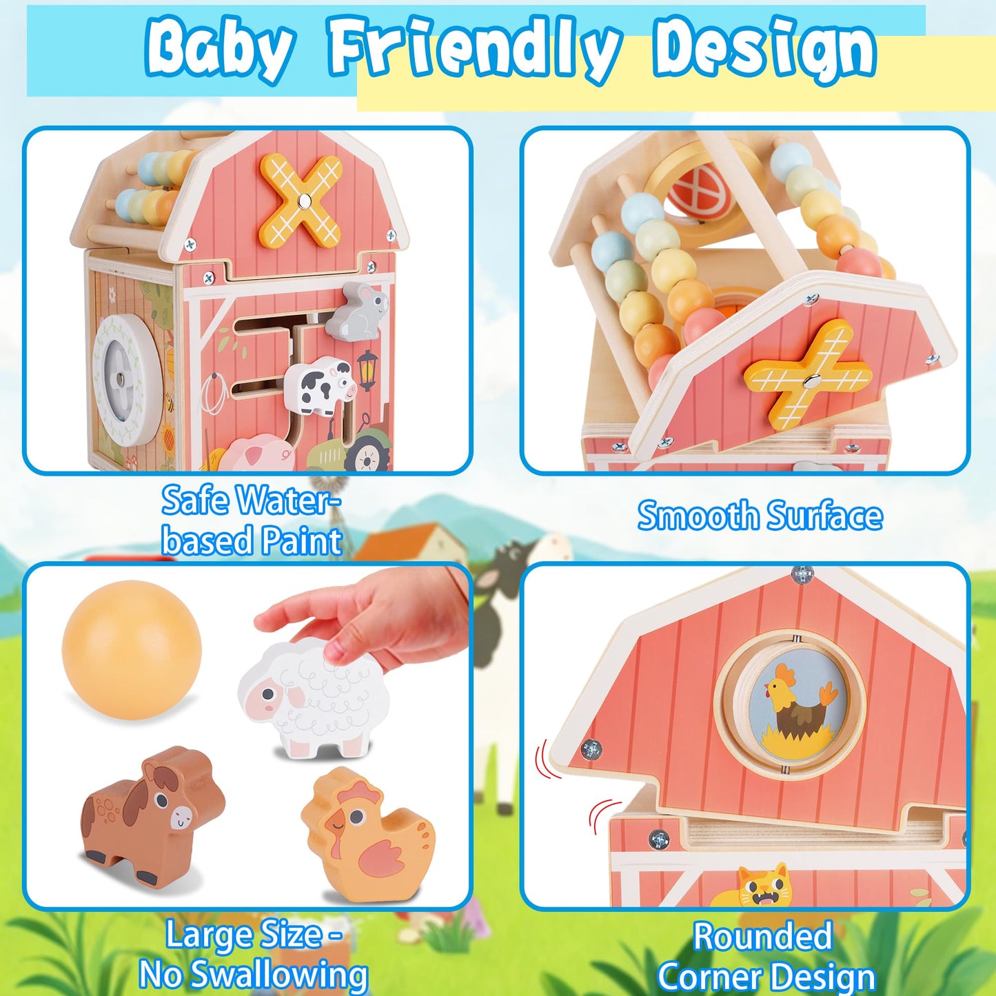 Montessori Toys for 1 2 3 Year Old, Wooden Farm Animal Toys for Toddlers 1-3, Baby 12-18 Months Toys, 1 2 Year Old Girl Boy Birthday Gift, Toddler Learning Educational Toys Gifts for Girls Boys
