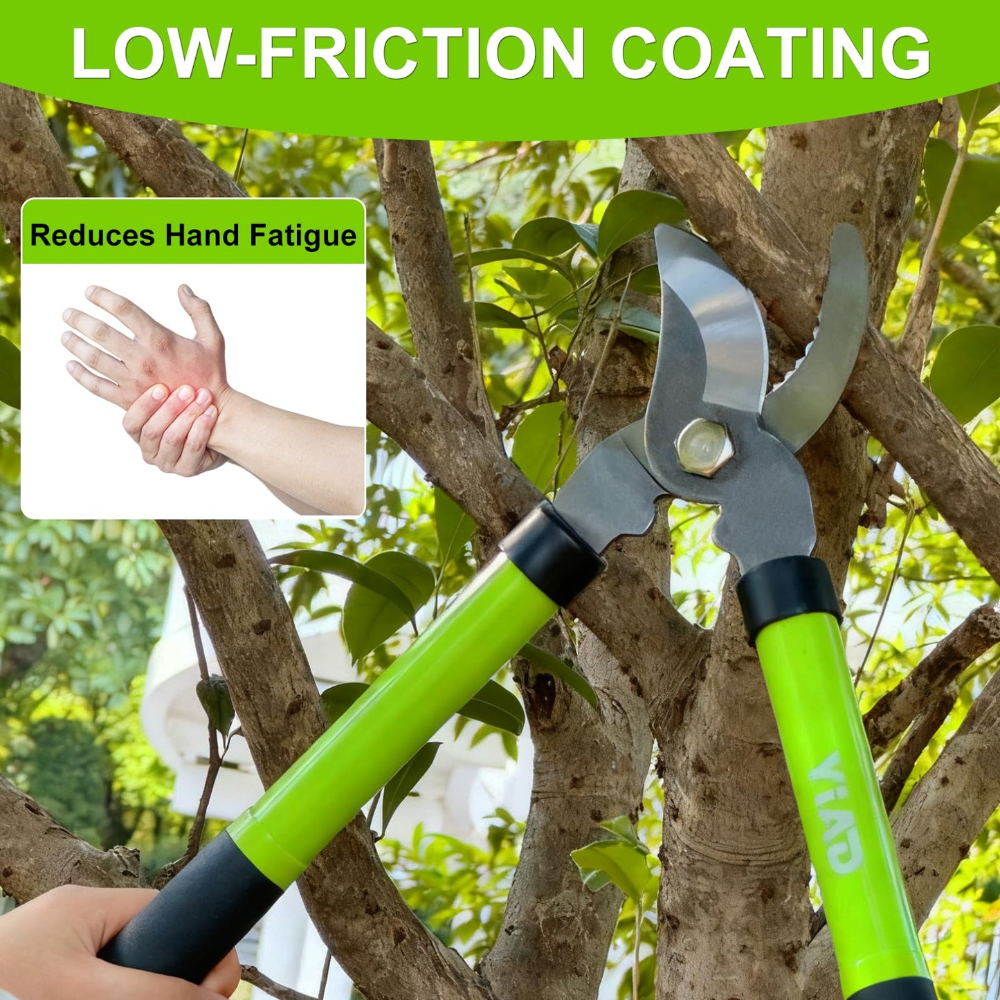 YIAD Garden Shears Set - 2PCS Pruning Shears & Secateur, Bypass Loppers for Tree Branch Pruning, Heavy Duty Garden Clippers for Flowers, Plants & Yard Trimming
