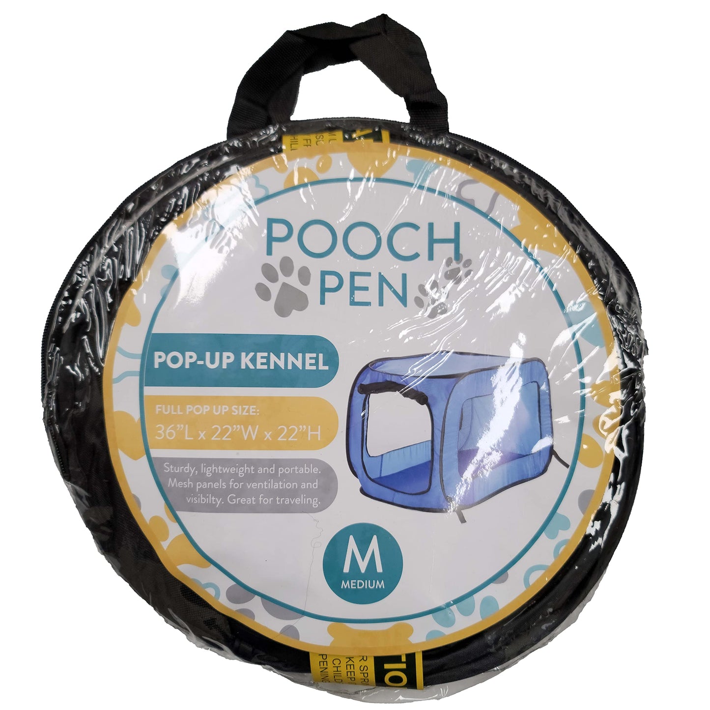 Beatrice Home Fashions Portable, Collapsible, Pop Up Kennel Travel Cat and Dog Crate, 36" L x 22" W x 22" H, Black