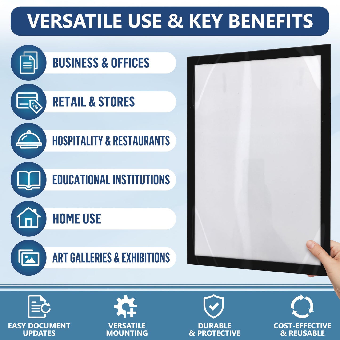 12 Pack Magnetic Sign Holder 11 x 17 with Adhesive Back - Magnetics Poster Frame & Magnetic Paper Holder - Reusable Adhesive Frames 11x17 - Magnet Frame for Wall Windows - Magnet Document Holders