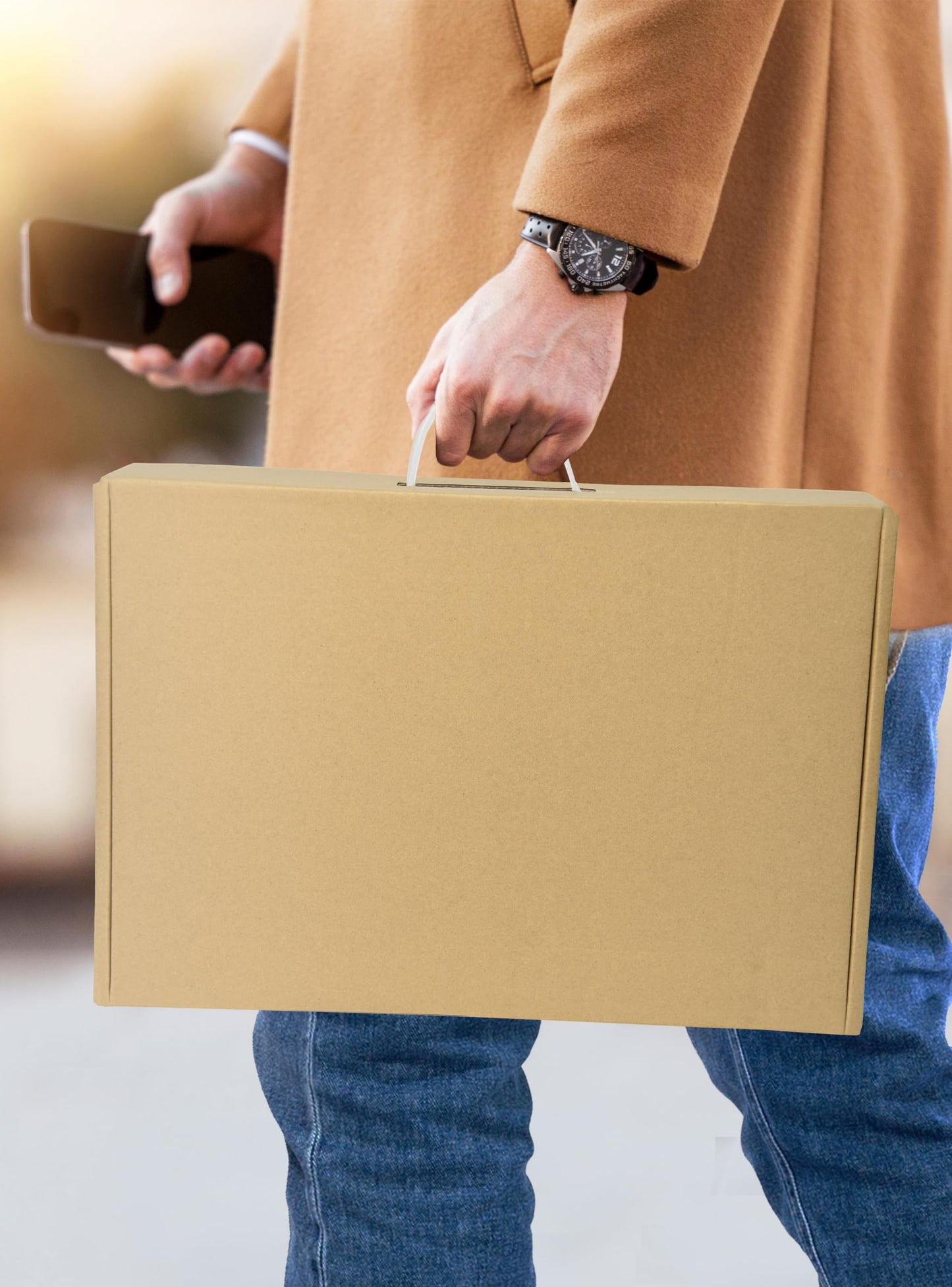 SOUNDANCE Laptop Shipping Box with Protection Foam, Brown Cardboard, Up to 17.3 Inches, 1 Pack