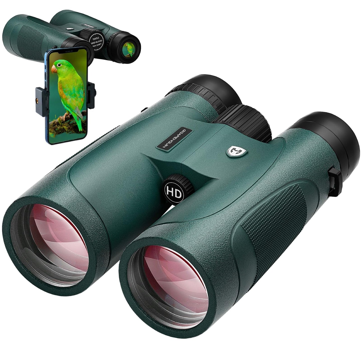 15x52 HD Binoculars for Adults High Powered with Upgraded Phone Adapter - Large View Binoculars with Low Light Vision - Lightweight Waterproof Binocular for Bird Watching Travel Hunting Cruise