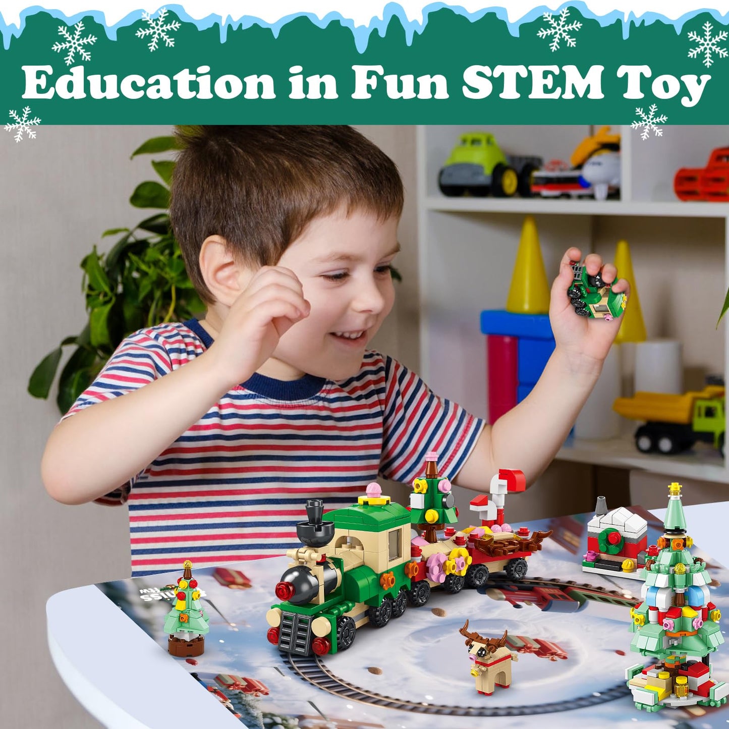 2025 Advent Calendar, Countdown Calendar with Festival STEM Building Blocks, 6 in 1 Christmas Halloween Birthday Gift Bricks for Toddlers Teens and Adults