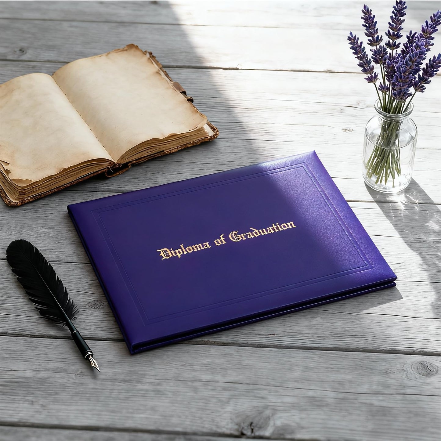 Gradwow 5 Pack Graduation Certificate Holders 8.5''x11'' Imprinted Diploma Covers PU Leather Document Cover for Adults (Purple, 8.5''x11'')