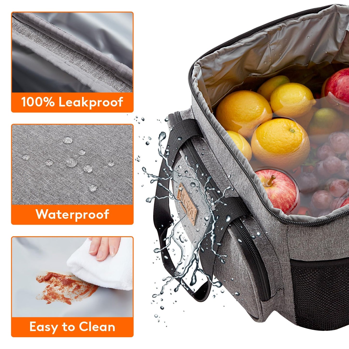 Lifewit Large Lunch Bag Insulated Lunch Box Leakproof Soft Cooler Cooling Tote for Adult Men Women, Waterproof Reusable Cooler Bags for Work Office Outdoor Picnic Camping, Grey, 24-Can (15L)