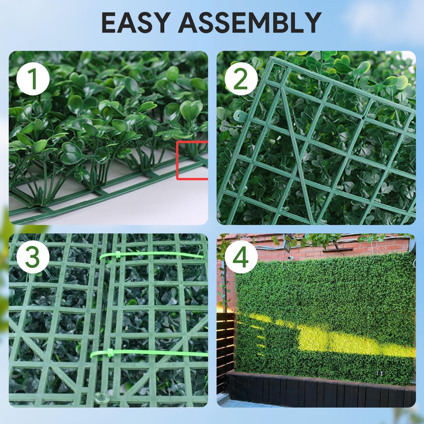 24 PCS 24" X 16" Artificial Boxwood Panels, Grass Decorate Wall Panels, Realistic Green Plant Panel, UV Protected, Fake Hedge for Decor Privacy Fence for Backyard, Garden, Fence