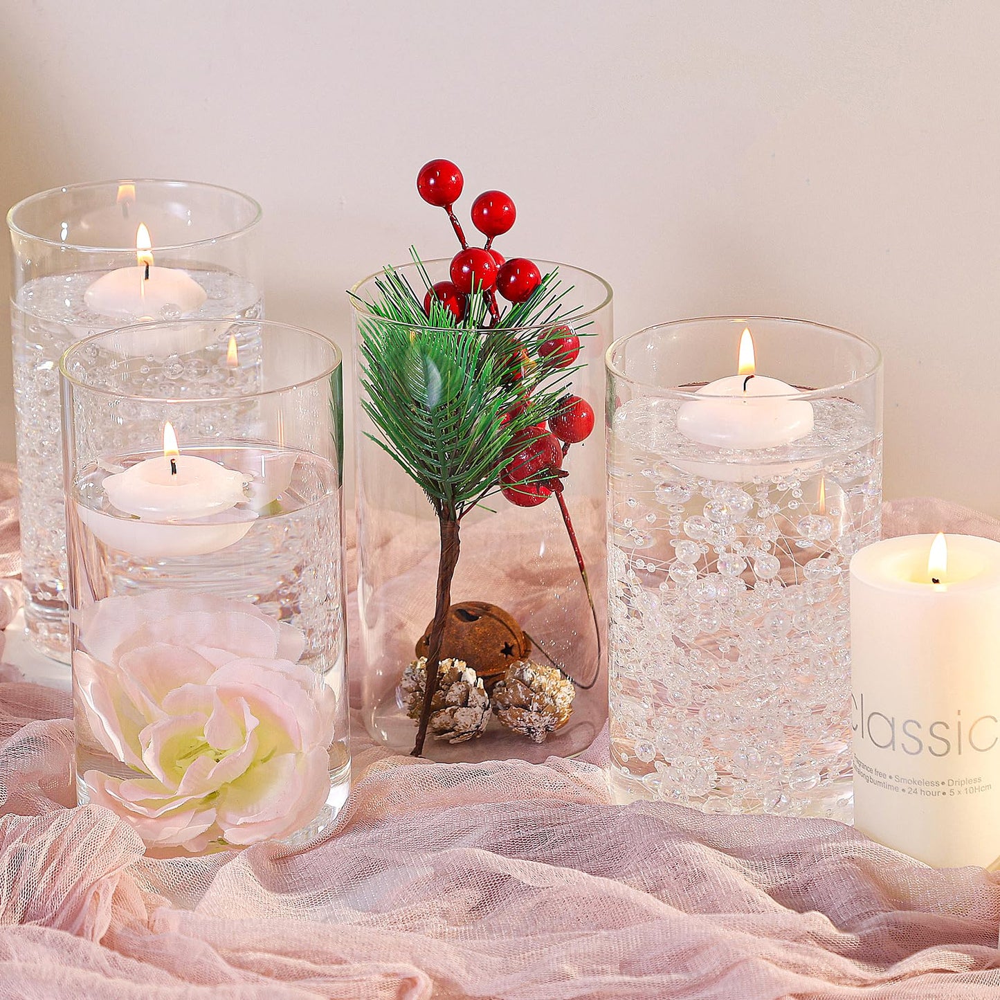 TBWIND 12pcs Glass Cylinder Vases for Centerpieces, Clear Vases for Wedding Decorations and Indoor Home Decor, 6 Inch Tall Glass Flower Vases, Hurricane Candle Holder for Table Shelf