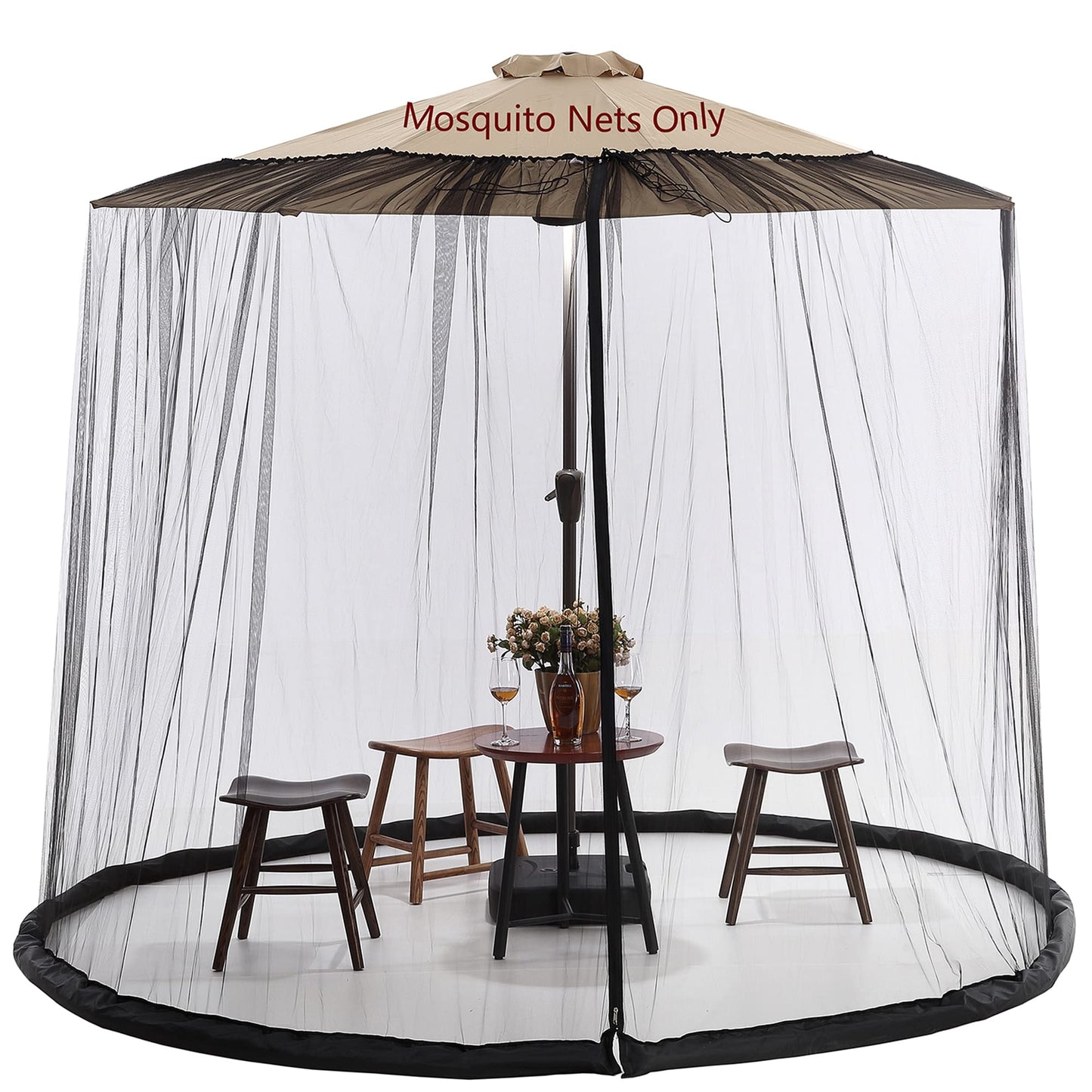 Tiimmgaal 9/10FT Mosquito Net for Patio Umbrella Outdoors Screen Polyester Hanging Tent （Mosquito Net Only）
