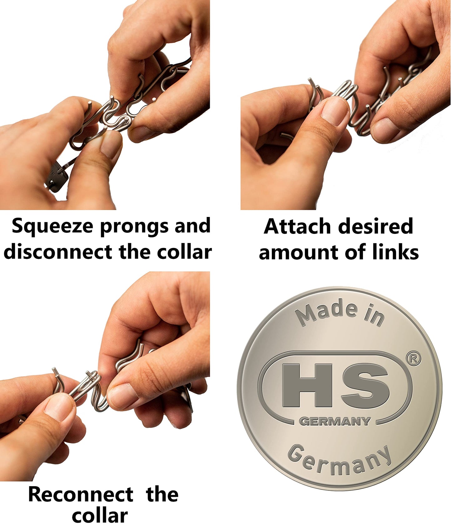 Herm Sprenger - Chrome Plated Steel Additional Prong Links for Herm Sprenger Ultra-Plus Dog Training Collar - for X-Large Dogs - Made in Germany (4.0 mm)