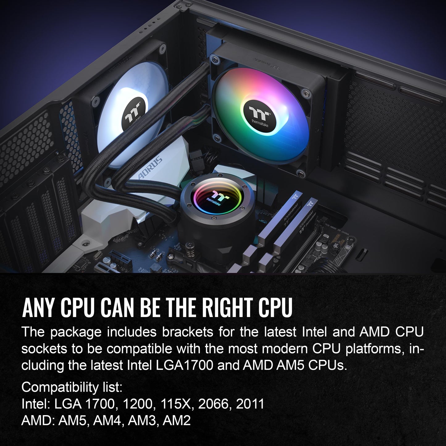 Thermaltake TH120 ARGB Sync V2 CPU Liquid Cooler/AlO Liquid Cooling/Fan 120mm*1/PWM 500~2000 RPM/Mirror Waterblock/MB ARGB Sync Control, CL-W360-PL12SW-A