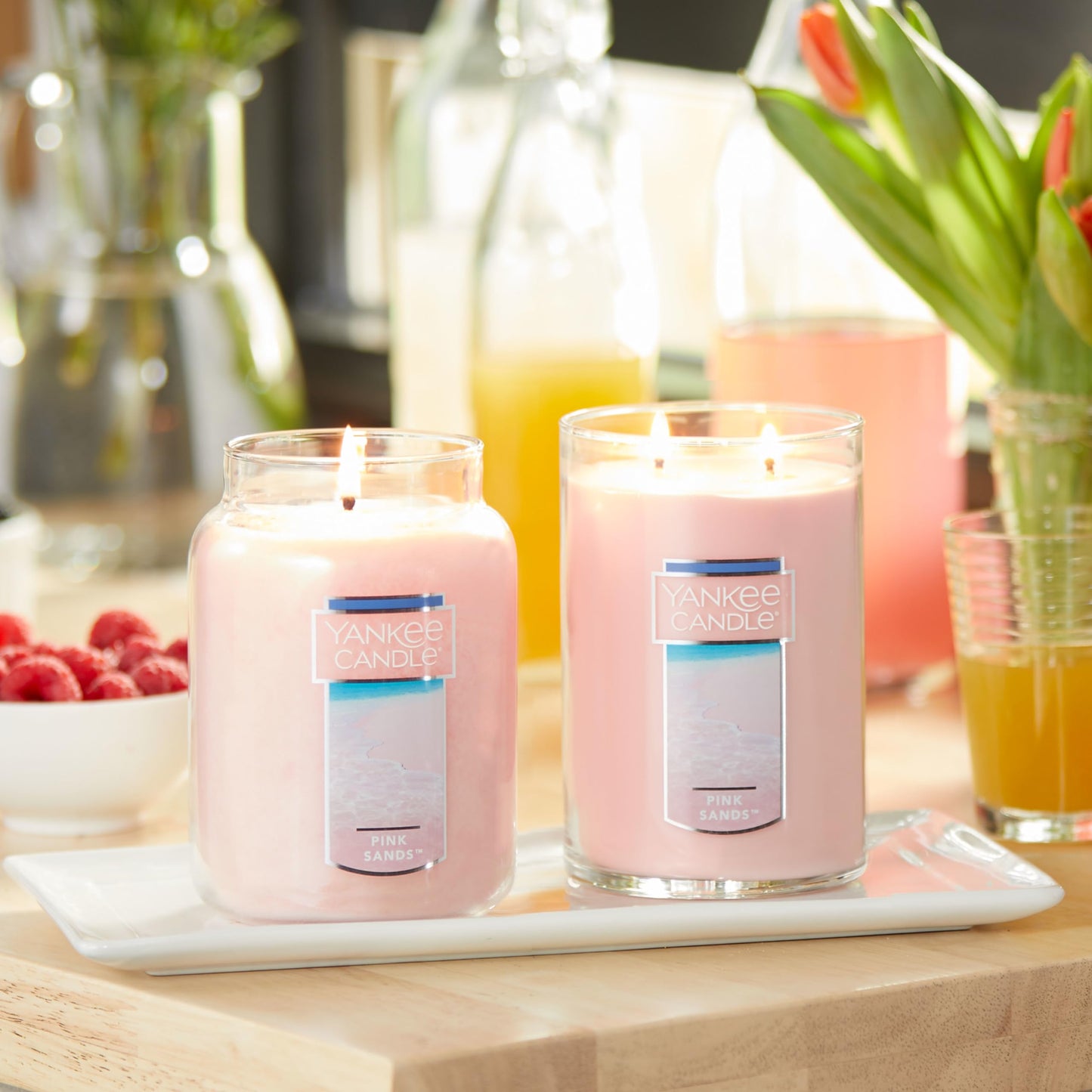 Yankee Candle Scented Candle, Pink Sands, Original Large Jar Candle, 110-150 Hours of Burn Time, 22 oz.