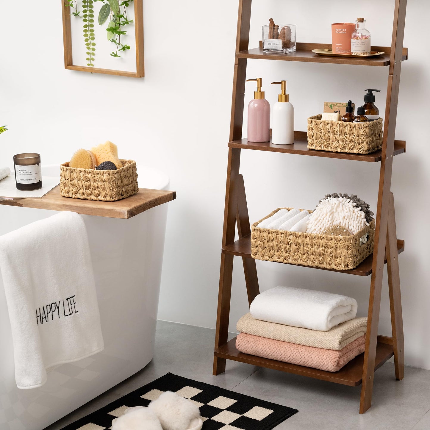 GRANNY SAYS Wicker Storage Baskets for Shelves, Pack of 3 Woven Baskets Storage Organization, 1 Large Wicker Basket and 2 Small Handwoven Baskets for Organizing, Panier Rangement Osier, Nature