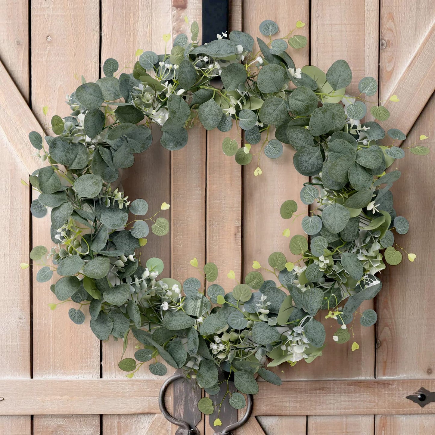 SOMYTING Artificial Eucalyptus Garland, 4 Packs 5.9Ft Faux Greenery Vines with White Babys Breath Flowers Gypsophila Fake Silver Dollar Eucalyptus Leaves Vines for Wedding Party Mantle Table Decor