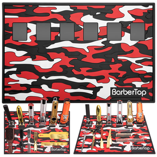6 Magnetic Barber Mat, Anti-slip Barber Station Mat for Clippers, Barbershop Salon Organizer Table Mat, Barber Table Matt, Hairstylist Scissors Pad for Desktop Organization, Prevents Scratches