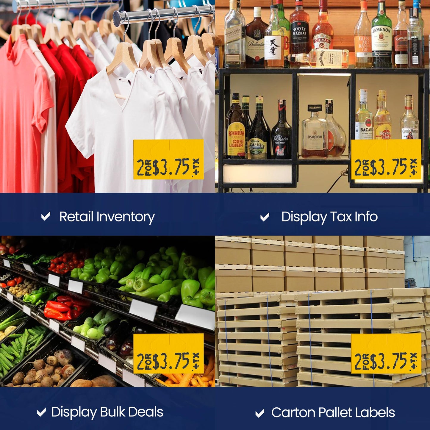 Perco Yellow Pricing Labels for Monarch 1131 Price Gun - 1 Sleeve, 8 Rolls, 20,000 Price Marking Labels - with Ink Roll Included