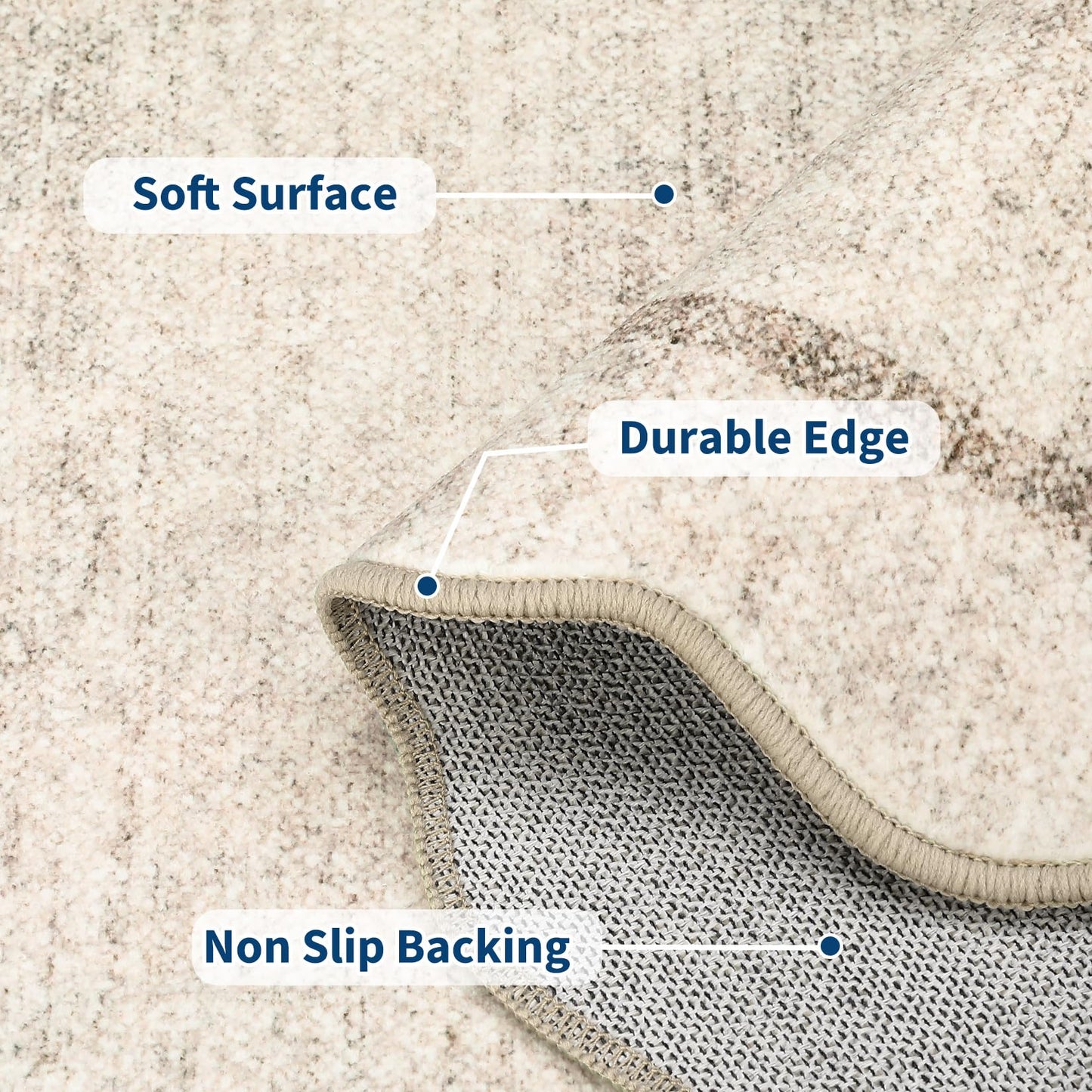 GarveeHome Scalloped Washable Rugs 5x7 Rug for Living Room Modern Non Slip Large Area Rug for Bedroom Decor Farmhouse Low Pile Stain Resistant Carpet for Office Dining Room Classroom 5 ft x7 ft Beige