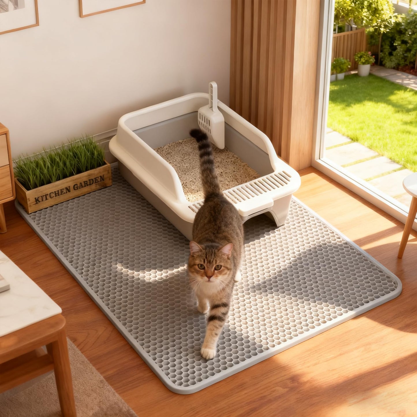 Cat Litter Mat - Litter Trapping Honeycomb Double Layer Mat, Extra Large 118x68/90x60/75x55/60x40/50x40 cm, Washable Waterproof for Litter Box (90 * 60)
