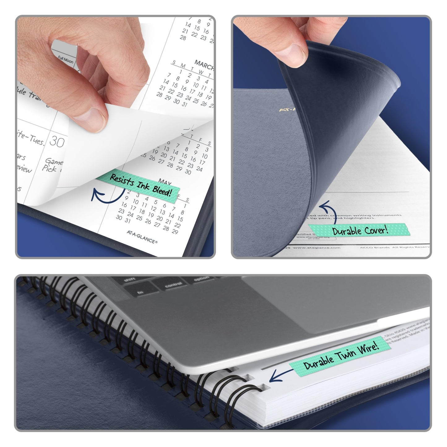 AT-A-GLANCE 2027 Planner, Monthly, 15-Month Jan-Mar, 9" x 11", Unruled Daily Blocks, Navy (702602027)