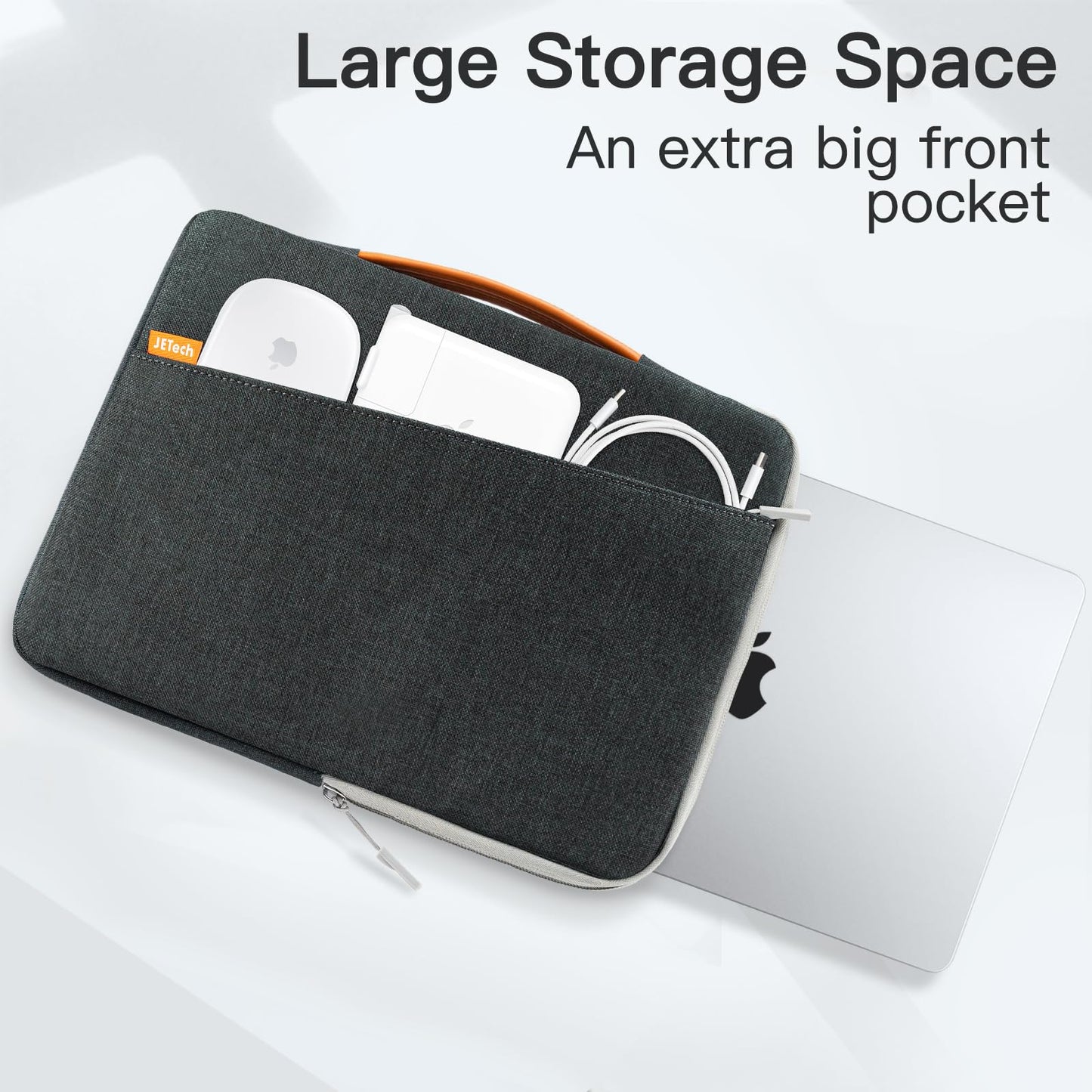 JETech Laptop Sleeve for 16-Inch MacBook Pro (M1 / M2 / M3 / M4 / M5, 2019-2026), Waterproof Bag Case with Portable Handle and Pocket, Compatible with 16 Inch Notebook (Dark Grey)