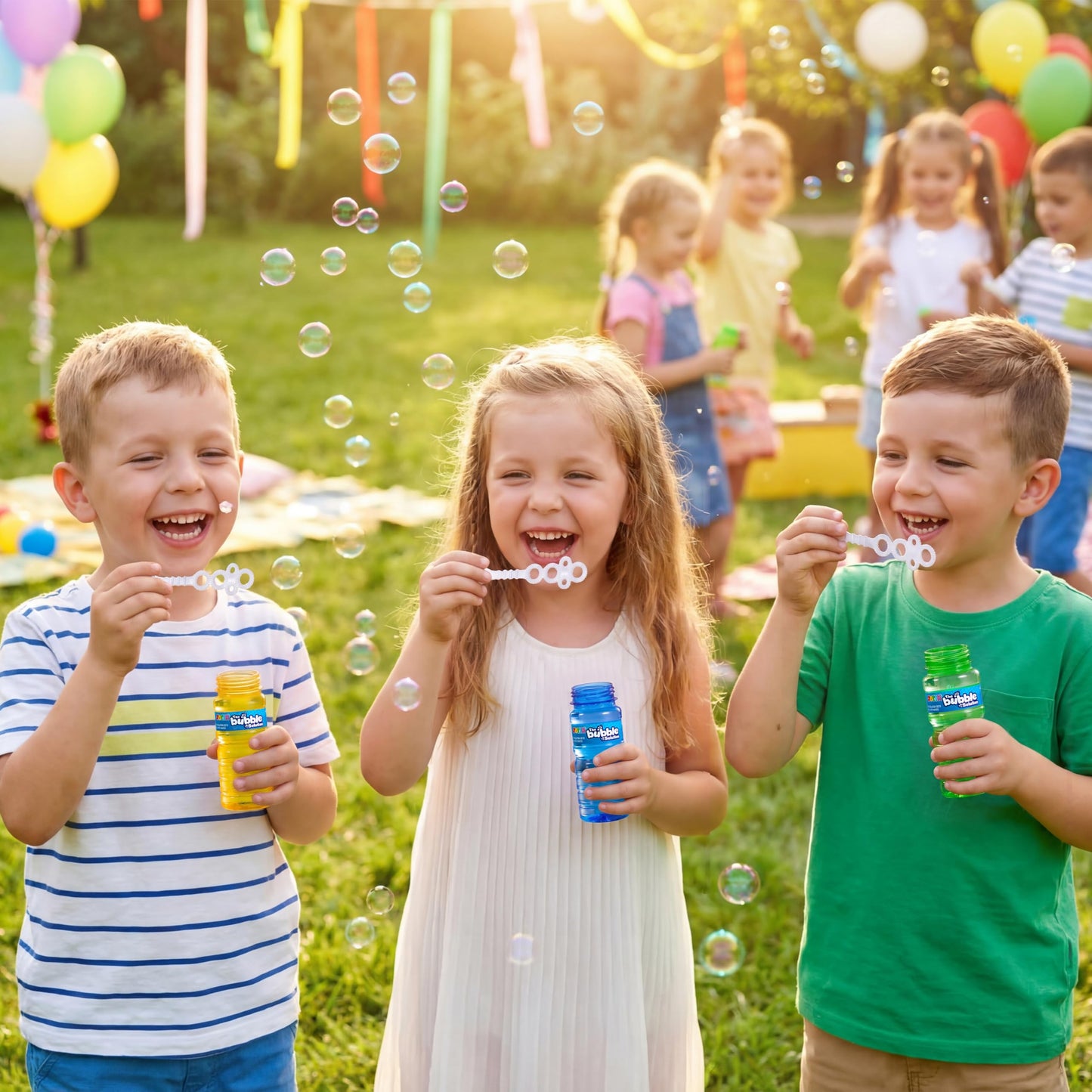 JOYIN 24 Pcs Bubble Bottles with Wand Assortment for Kids, 4oz Blow Bubbles Solution Novelty Summer Toy, Party Favors, Birthday, Outdoor & Indoor Activity