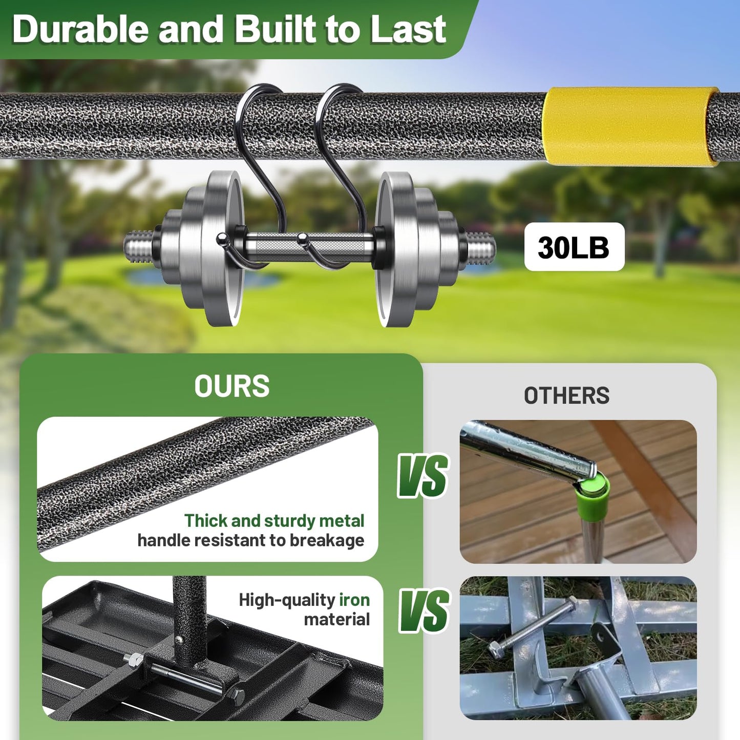 Lawn Leveling Rake, 30 Inch Heavy Duty Lawn Leveler with Adjustable Handle, Yard Soil Grass Dirt Leveling Rake Ground Level Tool (5FT)