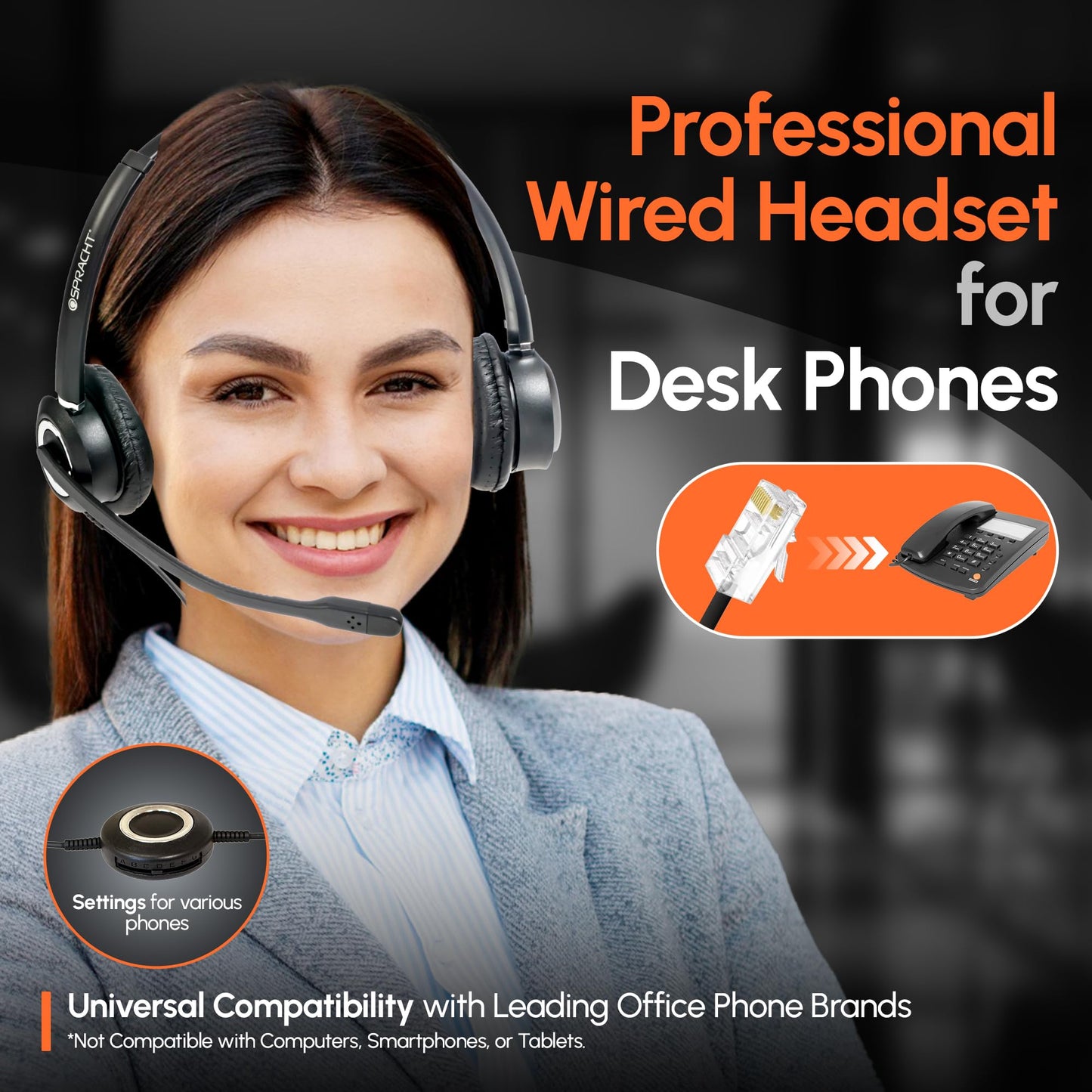 Spracht Zum RJ9B Universal Desktop Headset - Bi-naural