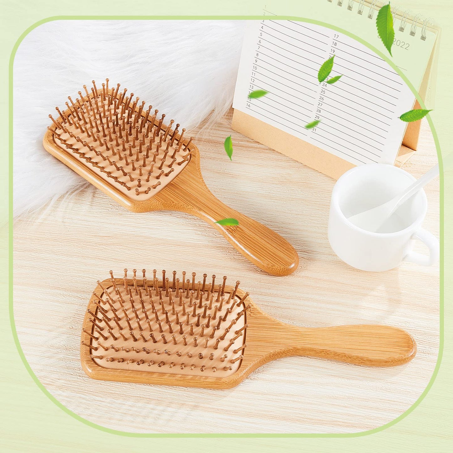 Tessco for you 12 Pcs Bamboo Hair Brushes for Women Bulk Wooden Paddle Brush Scalp Massage Bamboo Bristle Anti Static Engraving DIY Gift for Wedding Birthday Party(9.65'' X 3.35'',Natural)