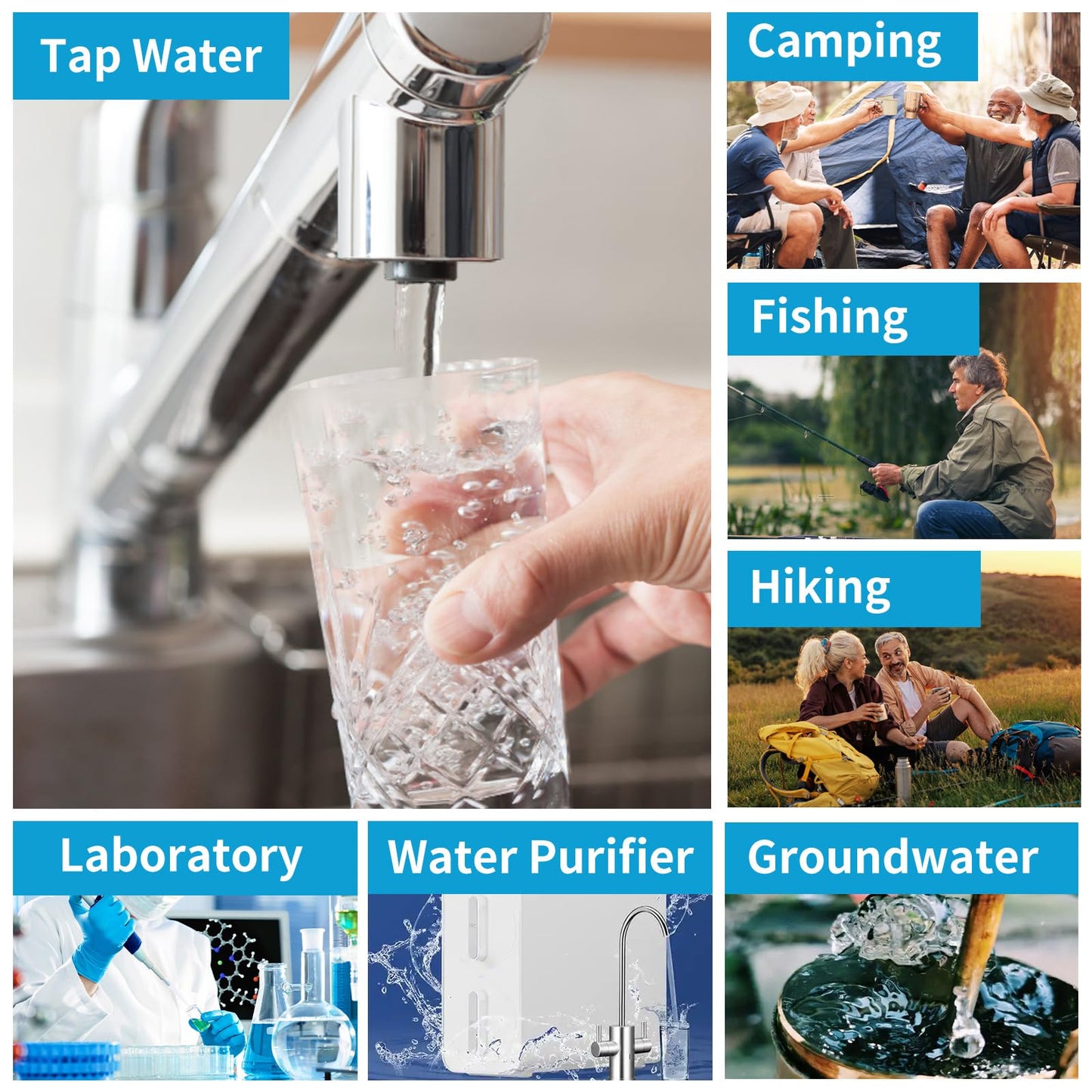 6 in 1 Water Testers for Drinking Water, Accurate Digital Pool Water Tester, UV275/TOC/COD/EC/Temp/TDS Meter Digital Water Tester for Well, Tap Water, Aquarium