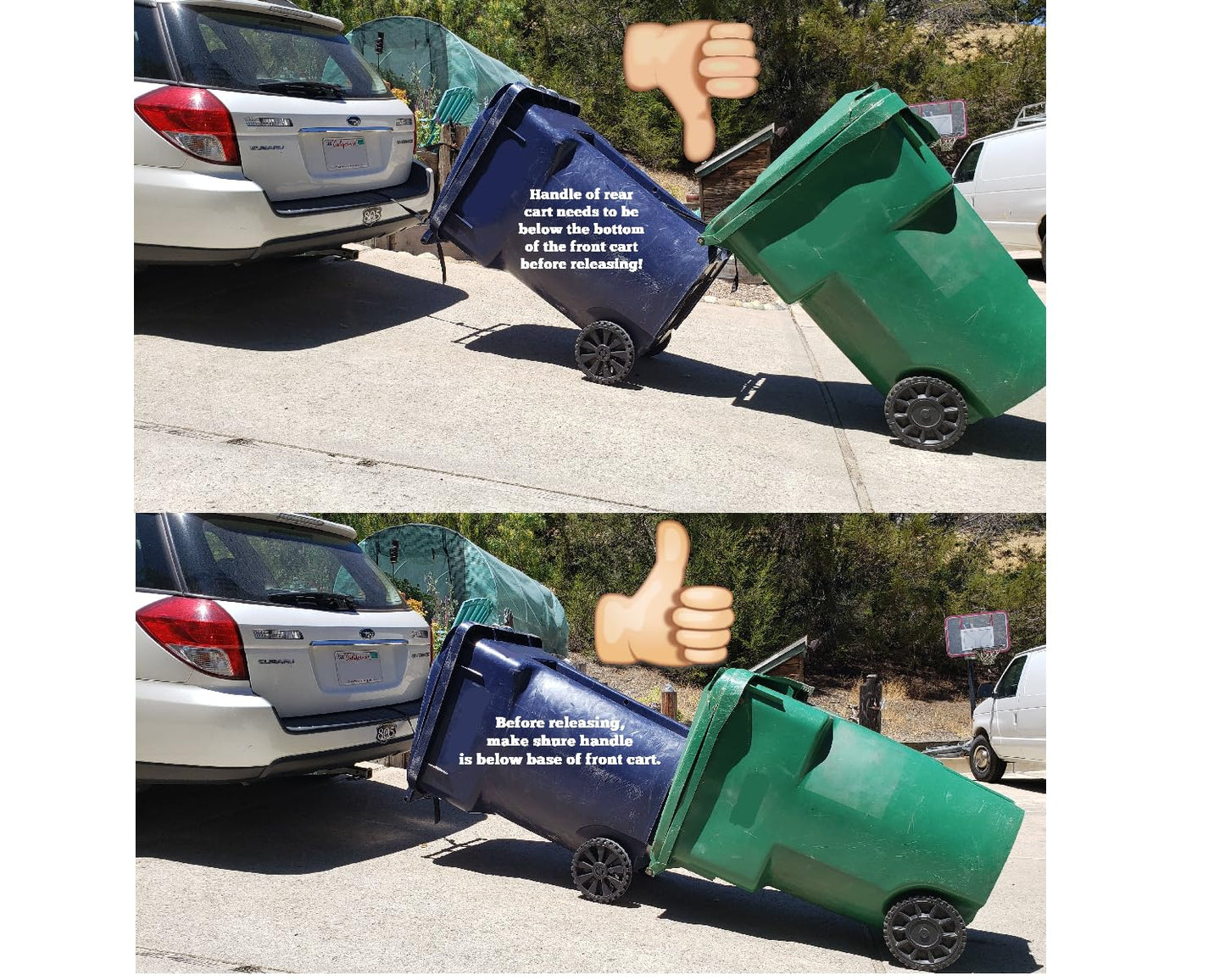 TrashTrainer 1 Cart System - Garbage Can Hauling Straps - Trash Can Hauler - Attaches to Cars, ATV, Lawn Mower, Tractor, Easy Install, Simple Use