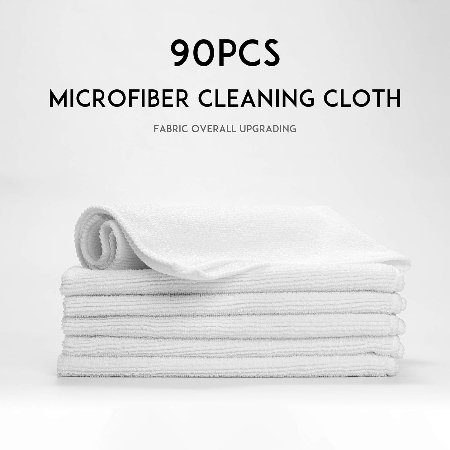 Cartman Microfiber Cleaning Cloths, 14 x 14 Inch, 90 Pack, Non-Abrasive, Reusable and Washable, All Purpose Cleaning Towels for Household, Car Washing, Drying & Auto Detailing, White