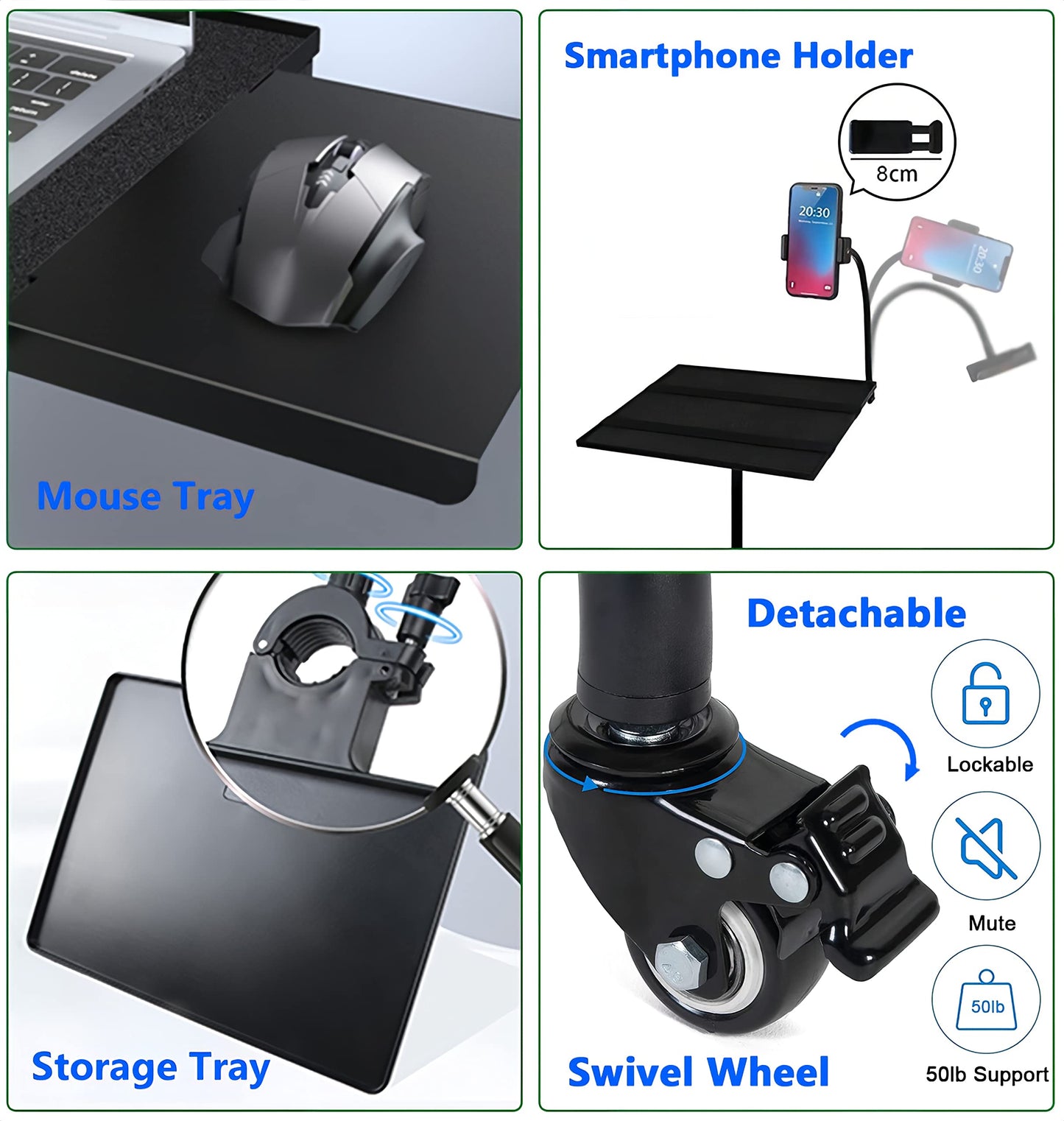 Asltoy Projector Tripod Stand with Wheels Adjustable Height Laptop Tripod Stand Treadmill Laptop Stand with 2 Shelves Mouse Tray Phone Holder Projector Tripod Music Stand Office Home Portable Laptop Floor Stand