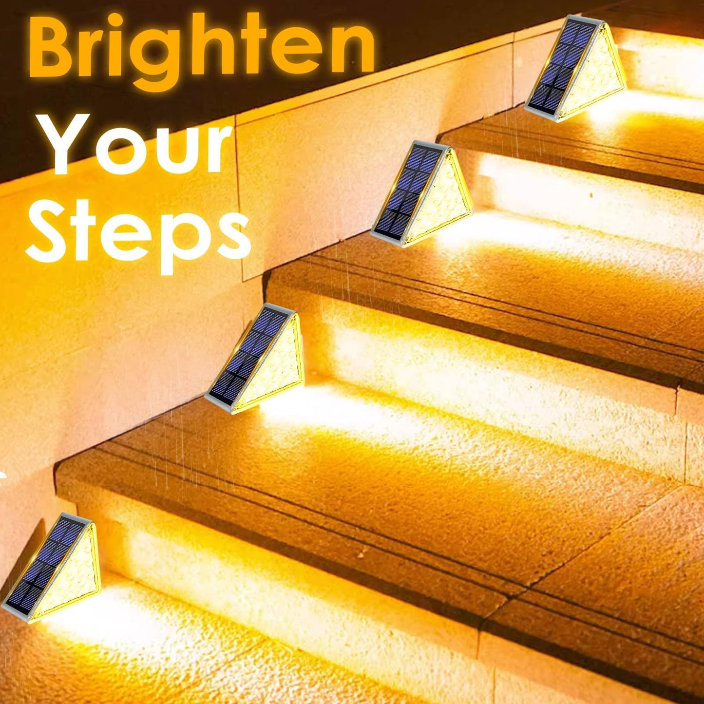 MoKasi Solar Stair Lights Outdoor - Triangle Stair Lights Outdoor Decor - LED Step Lights Waterproof - Solar Powered Porch/Patio/Curb Appeal/Front Door Motion Sensor Lighting - Warm White 6 Pack