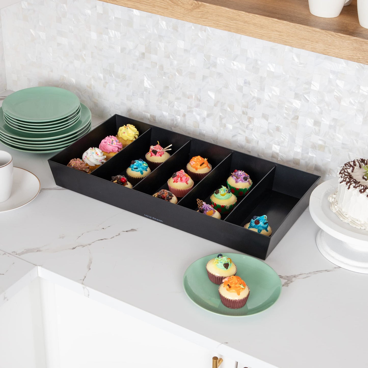 Mind Reader Snack Tray, Countertop Organizer, Snack Tray, Pantry, Breakroom, Kitchen, 61L x 30.5W x 8.3H cm, Black