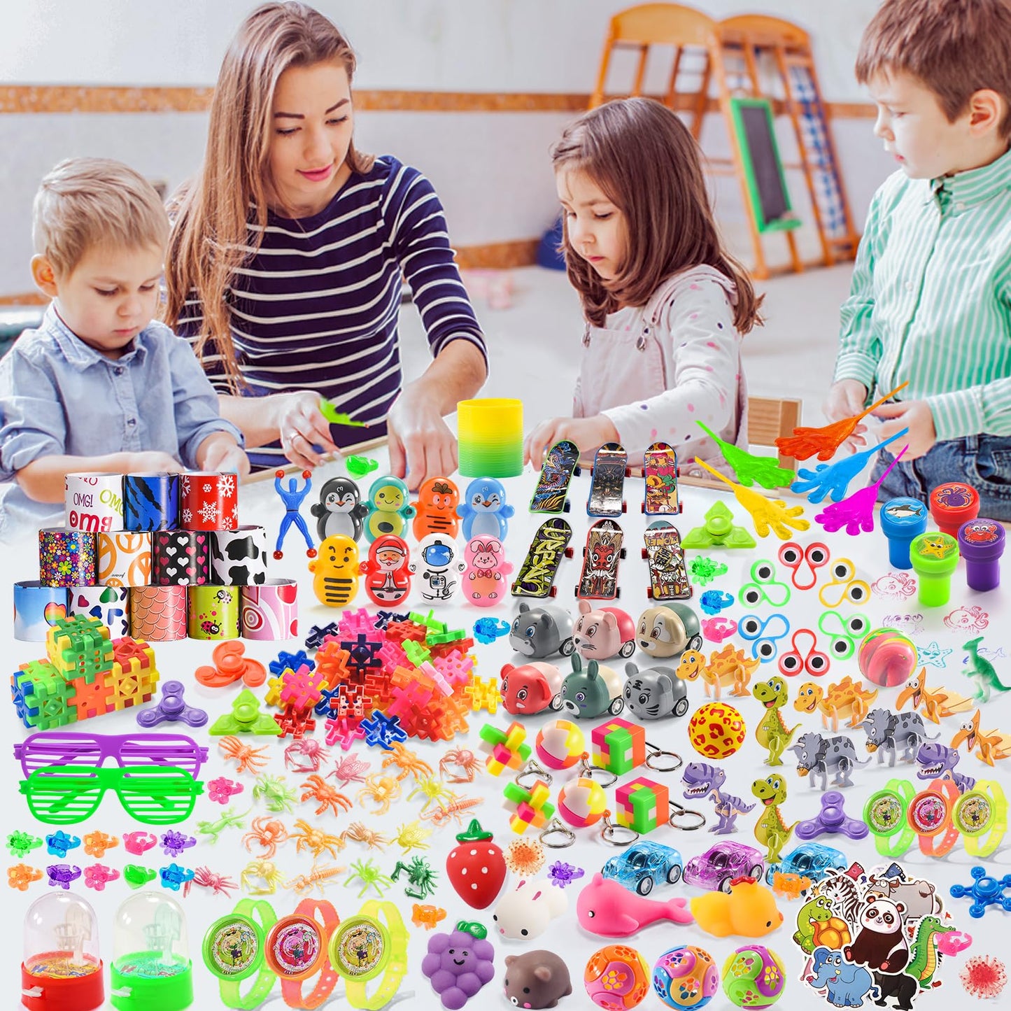 350 Pcs Bulk Party Favors for Kids Ages 3-6 6-8 8-12, Pinata Filler & Goodie Bag Stuffers, Treasure Chest Prizes for Classroom, Birthday Party Supplies Toys for Boys & Girls Christmas, Valentine Gifts