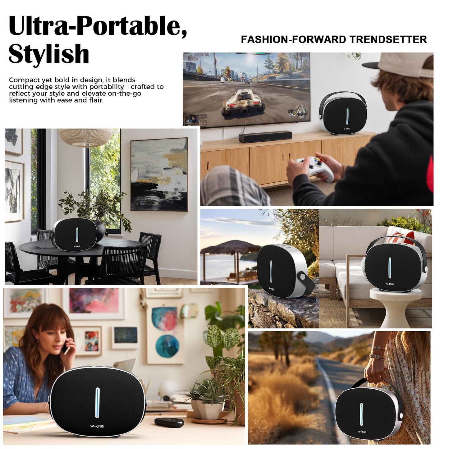 Bluetooth Speaker Loud, W-KING T8II Portable Bluetooth Speakers Wireless, 96W Peak Powerful Outdoor Boombox Subwoofer, Deep Bass/Clear Sound, BT5.4/Fast Charging/USB/AUX, Party Large Speaker