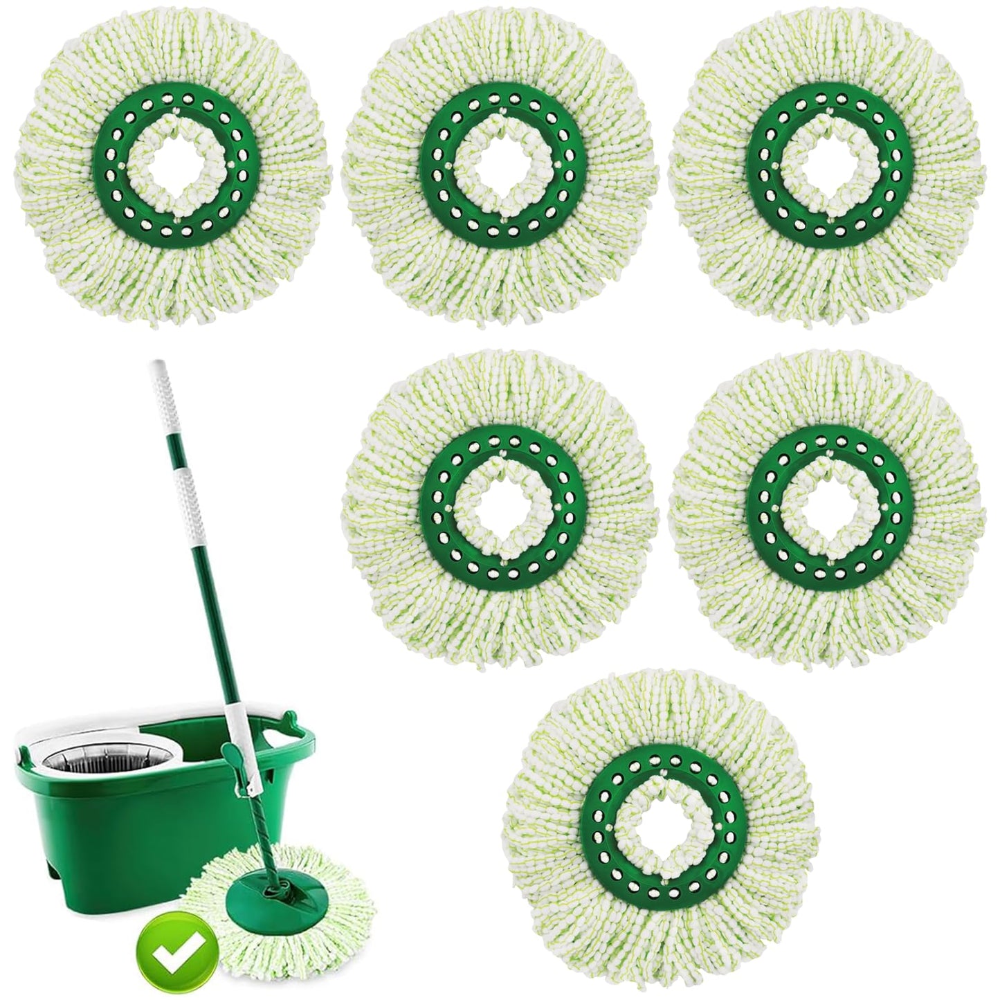 6 Pack 14" Spin Mop Replacement Head for Libman Tornado Spin Mop System, Microfiber Round Spin Mop Refills for Libman Mop Head Replacement