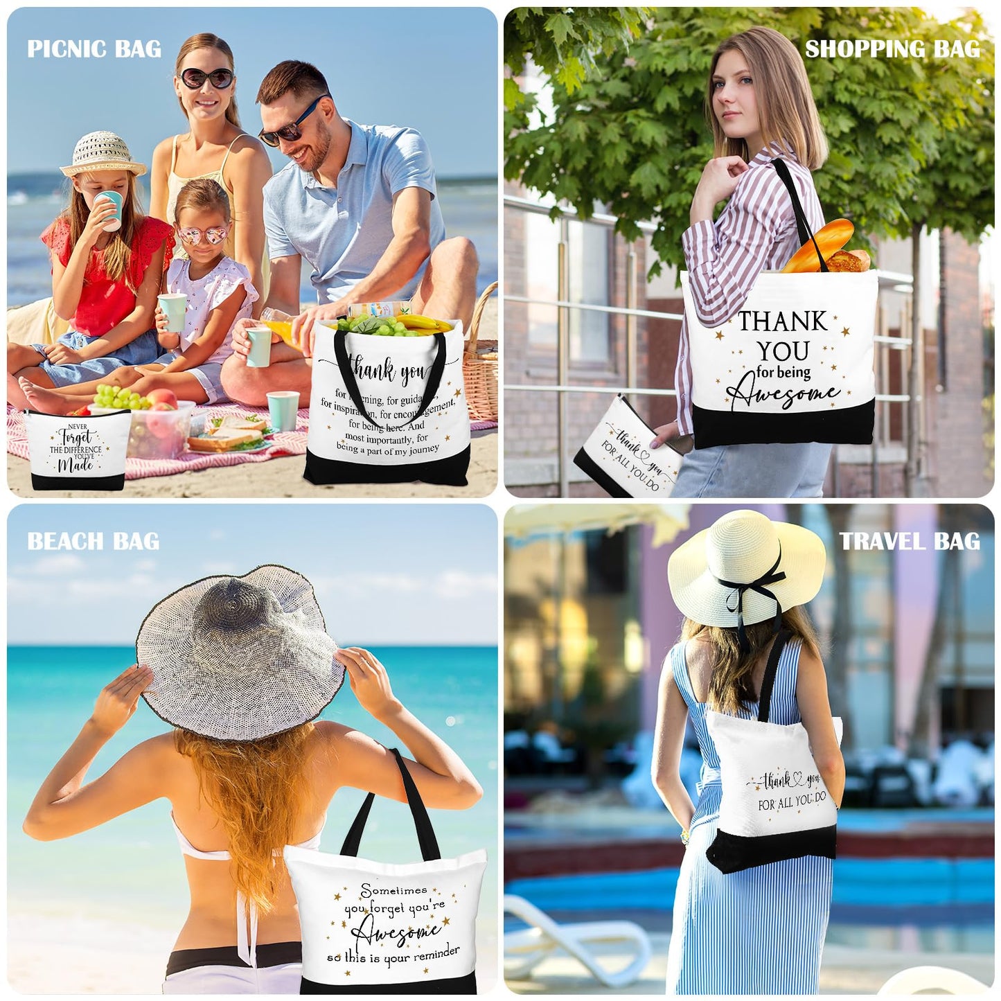 Cunno 24 Pcs Thank You Canvas Tote Bags for Women Employee Appreciation Gift Bulk for Medical Assistant Vet Tech Week