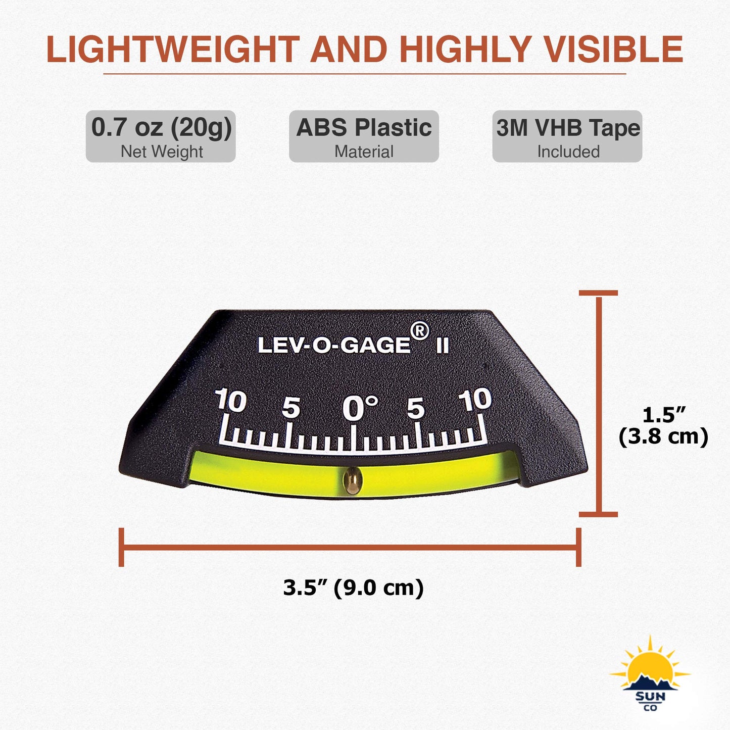 Sun Company 306-R Lev-o-gage II Inclinometer and Tilt Gauge - Pack of 2 | Leveling Gauges for RV, Camper, or Trailer