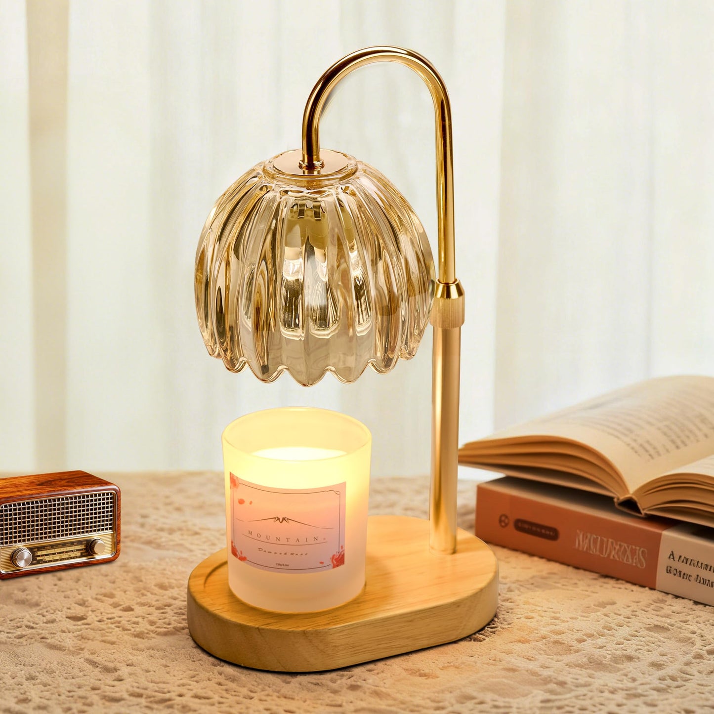 Heymirro Candle Warmer Lamp with Timer Dimmer Adjustable Height, Wax Warmer Lamp for Jar Candles with 2 Bulbs, for Home Decor, Mother's Day, Christmas Gifts for Women