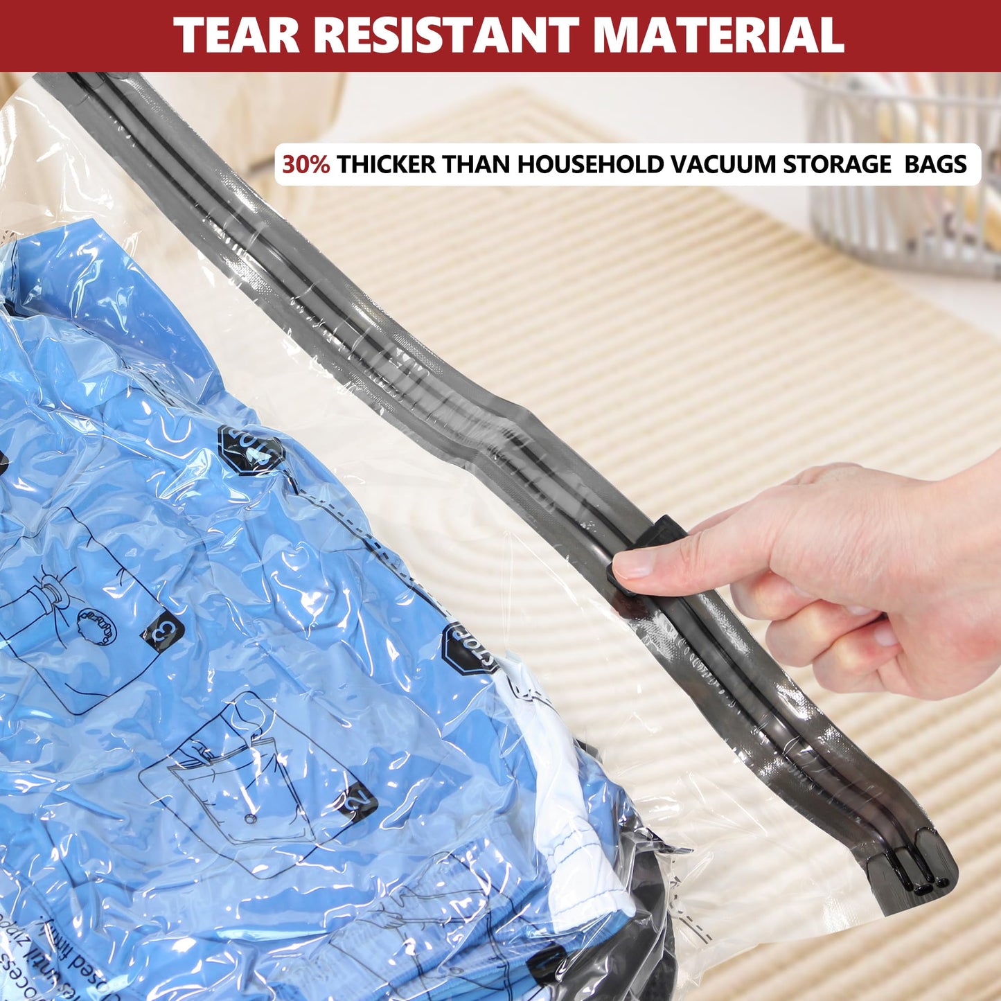 SUOCO Travel Vacuum Bags for Luggage with Portable Electric Pump, 12 Combo (4L/4M/4S) Packing Seal Bags for Clothing Suitcase Backpack, Space Saver Compression Clothes Storage Bags