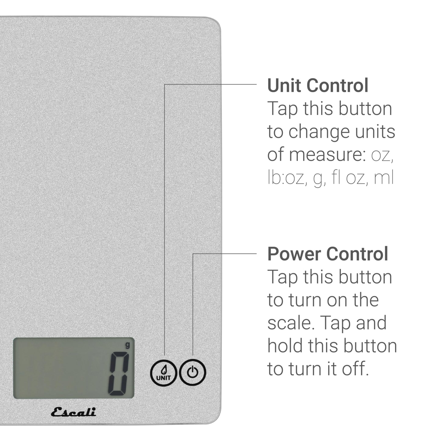 Escali Arti Digital Food Scale, Multi-Functional Kitchen Appliance, Precise Weight Measuring and Portion Control, Baking and Cooking Made Simple, Tempered Glass, Shiny Silver