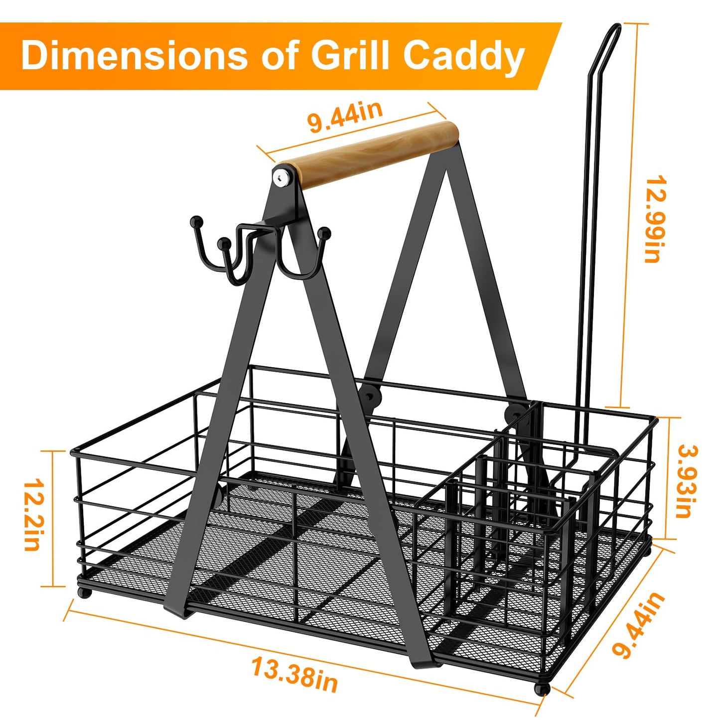JBBTOOL Grill Caddy with Paper Towel Holder, BBQ Camping Caddy for Plates and Utensils, Picnic Condiment Storage Caddy, RV Patio Camper Must Haves, Outdoor Kitchen Barbecue Accessories