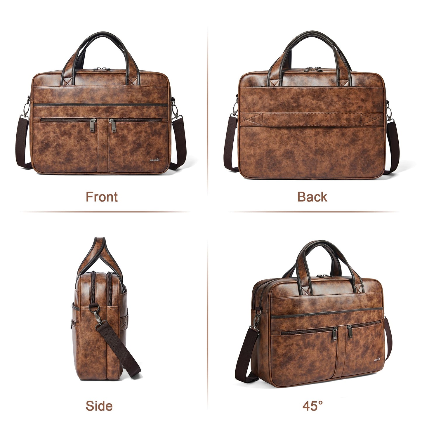 Shrrie Leather Messenger Bag for Men&Women 16 inch Laptop Bag,Water-Resistant Retro Leather Briefcase for Men Business,Work
