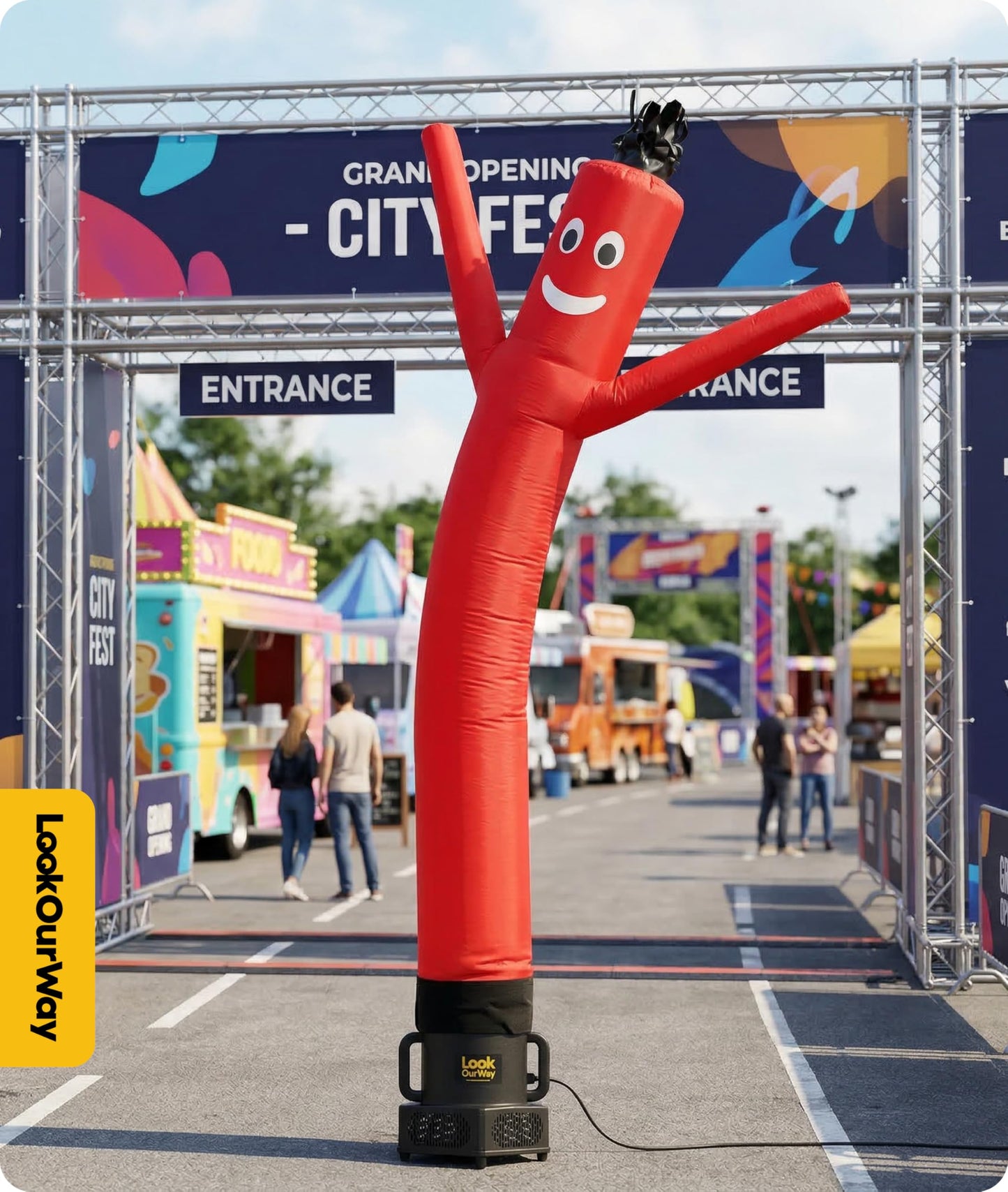 LookOurWay Air Dancers Wacky Waving Inflatable Tube Man Attachment - 7 Feet Tall Advertising Air Dancer Waving Man Inflatable Tube Guy - Blower Not Included - Red