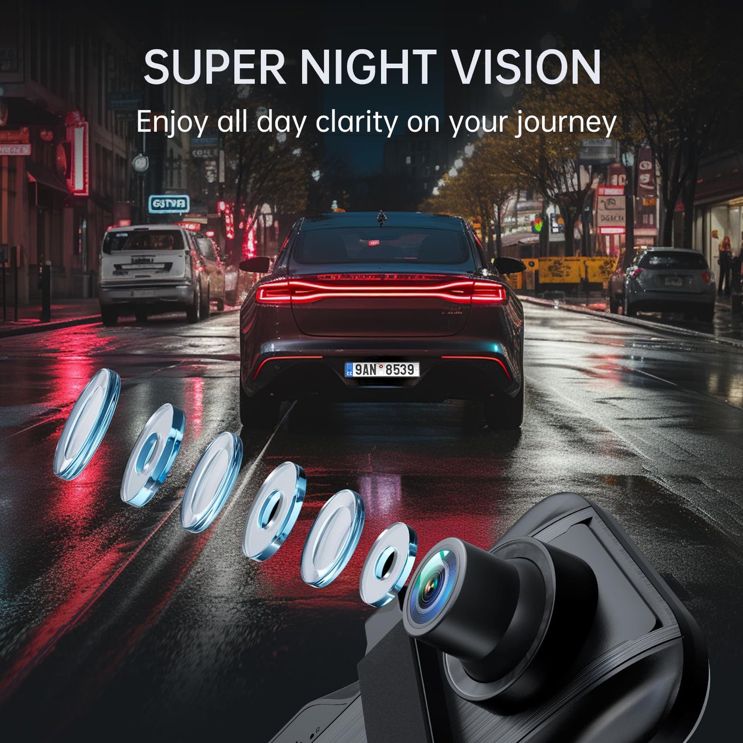 4K Rear View Mirror Camera, 10'' Mirror Dash Cam Front and Rear Camera, with 1080P Rear View Mirror Camera, Full Touch Screen Mirror, Voice Control, Parking Assistance,Night Vision,with 32GB Card