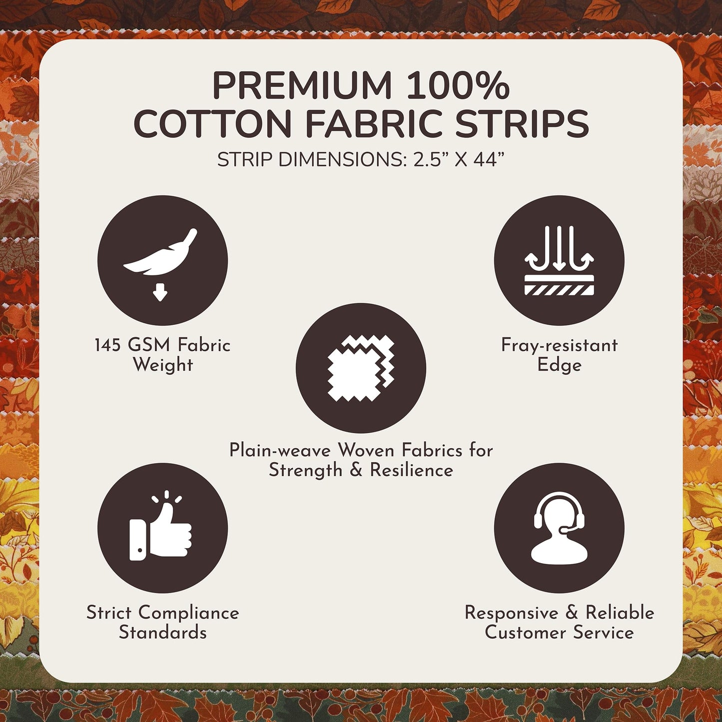 Tinyspool & Co.'s Twirlie Roll 40 Precut Quilting Fabric Strips for Quilting Supplies, Crafting, and Sewing, Soft Cotton Strip for Blanket, Rug, Upholstery, Home Decor, and Purse Making, Fall is Here