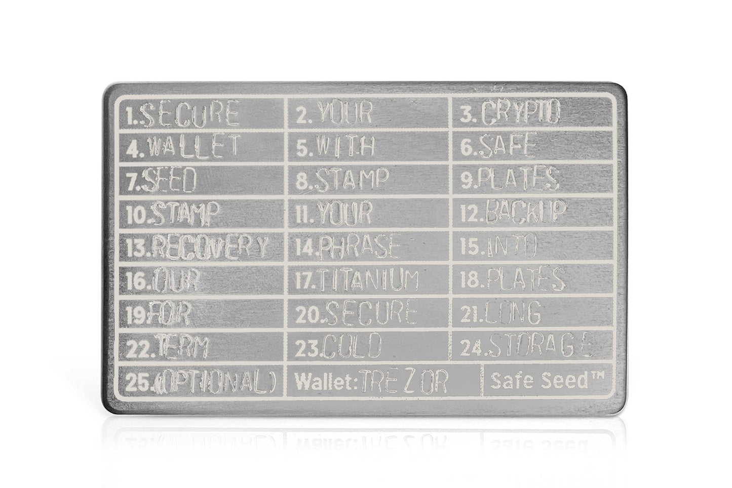 Safe Seed Metal Wallet Titanium Edition 12-25 Word Recovery Passphrase Stamp Plate Cold Storage Bitcoin Ethereum ETH Cardano XRP Litecoin Dogecoin Solana Cryptocurrency Crypto