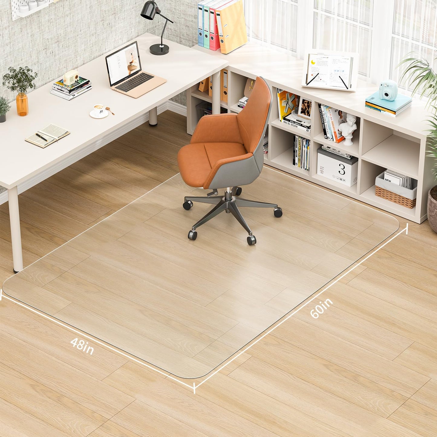 MESHDO Office Chair Mat for Hardwood Floor, 48" X 60" Desk Chair Mat for Hard Floors, PVC Clear Floor Protector Rug Mat for Home and Office, Can't be Used on Carpet