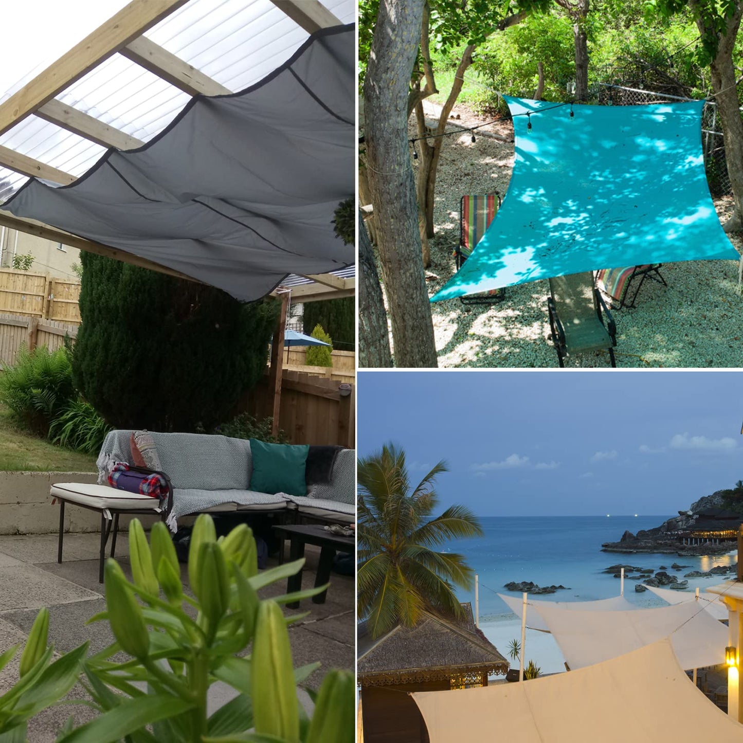 Sun Shade Sail, 10'x13' Rectangle Sunscreen Awning Canopy, Waterproof Shade Sail, 95% UV Block with Free Rope, for Outdoors, Garden, Patio, Yard, Party(Grey)